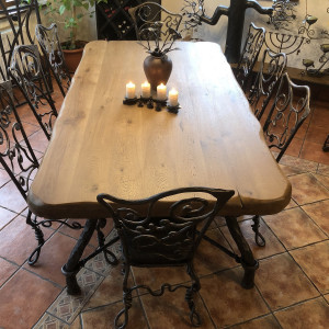 Table pour salle à manger haut de gamme – meuble en fer forgé  (NBK-66)