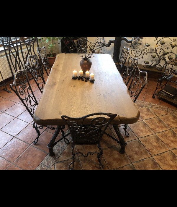 Luxusný jedálenský stôl - ručne kovaný nábytok (NBK-66)