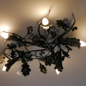 A wrought iron light Oak