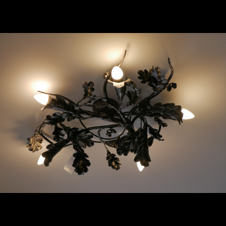 A wrought iron light Oak