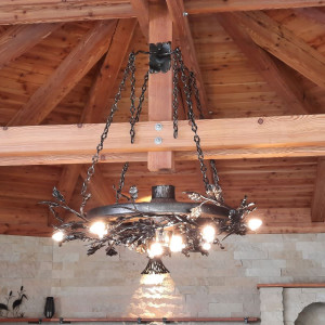 A wrought iron light - a wrought iron chandelier Oak