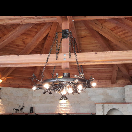 A wrought iron light - a wrought iron chandelier Oak