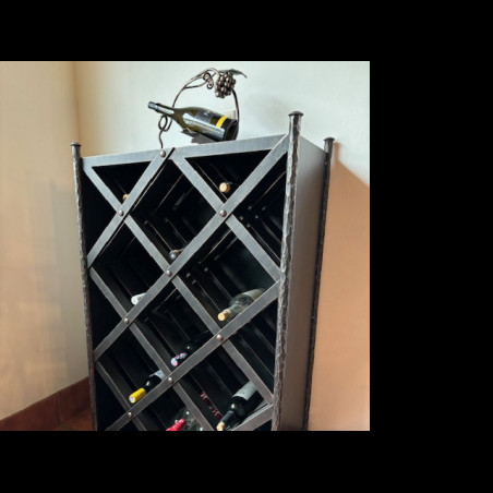 A wrought iron wine cabinet