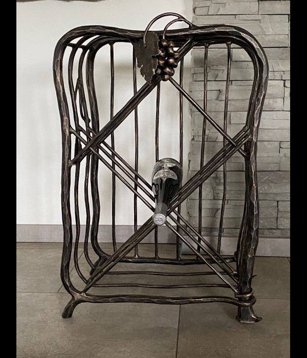 A wrought iron wine cabinet