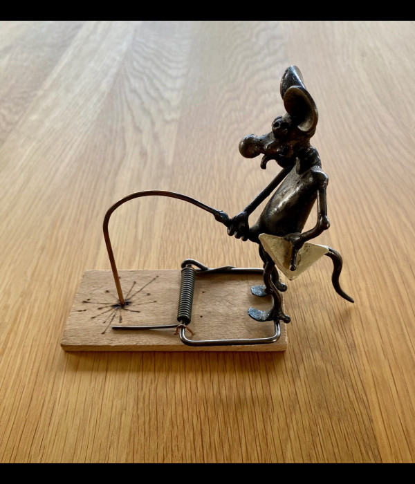 A forged mouse in a trap - humorous gift