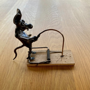 A forged mouse in a trap - humorous gift