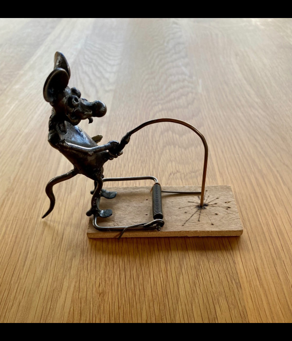 A forged mouse in a trap - humorous gift