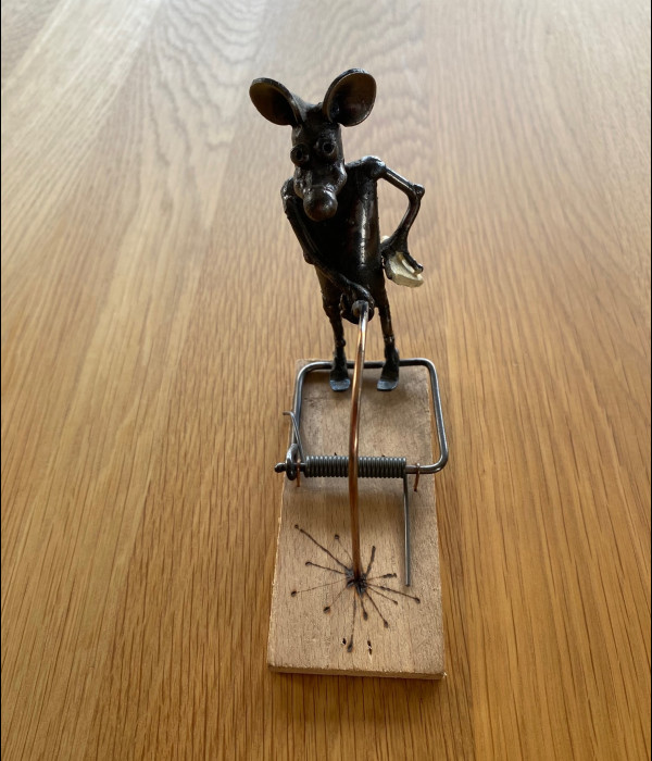 A forged mouse in a trap - humorous gift