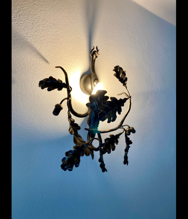 A wrought iron light Oak