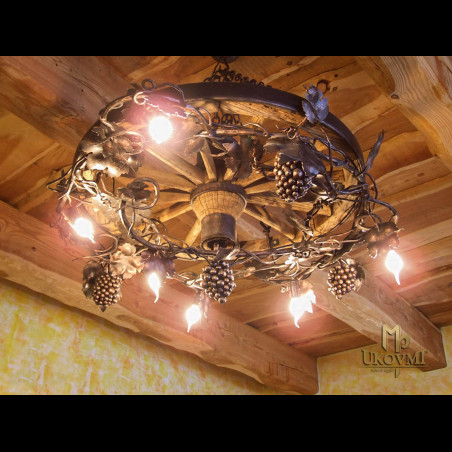 Luxusný kovaný luster - KOLESO/VINIČ Veľký - interiérové svietidlo (SI0211)