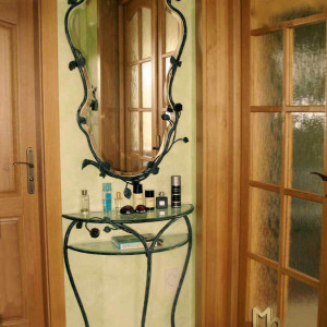 Kovaný kozmetický stolík a zrkadlo (set)  - rustikálny nábytok (NBK-120)