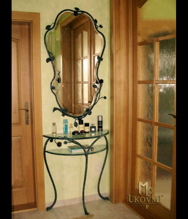 Kovaný kozmetický stolík a zrkadlo (set)  - rustikálny nábytok (NBK-120)