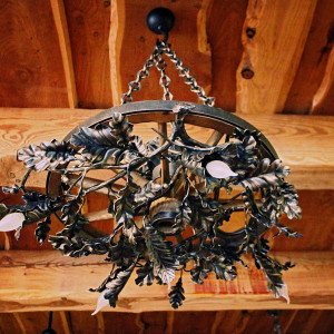 A wrought iron light - a wrought iron chandelier Oak (SI0312)