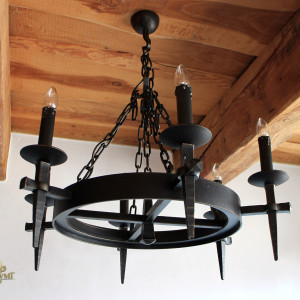 A historical wrought iron lighting ‘ANTIK‘ - six-candle chandelier (SI0816)
