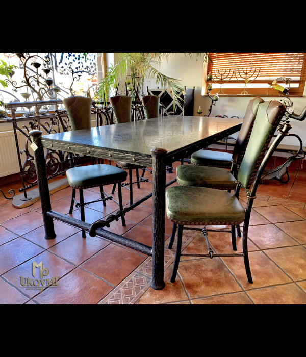Luxusná jedálenská súprava - kovaný stôl a stoličky (NBK-54)